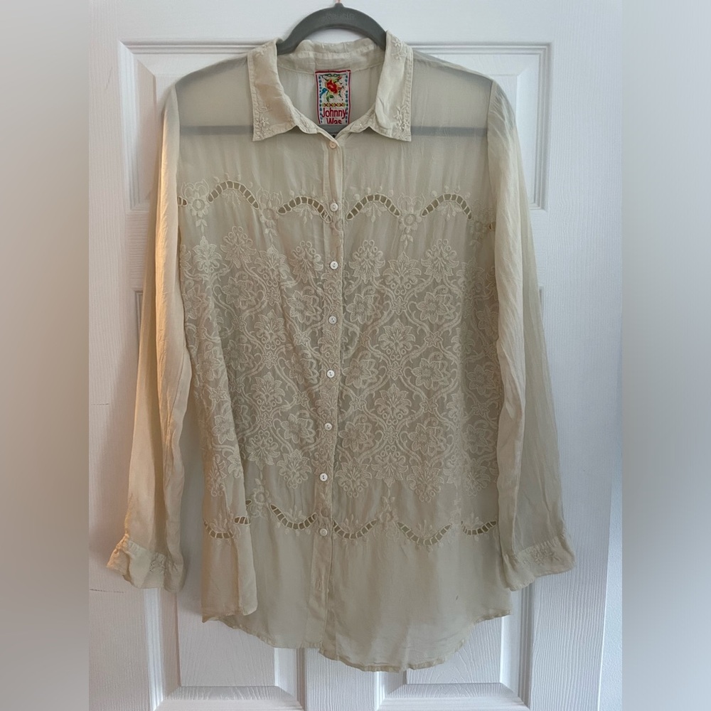 Vintage Johnny Was Cream Sheer Blouse